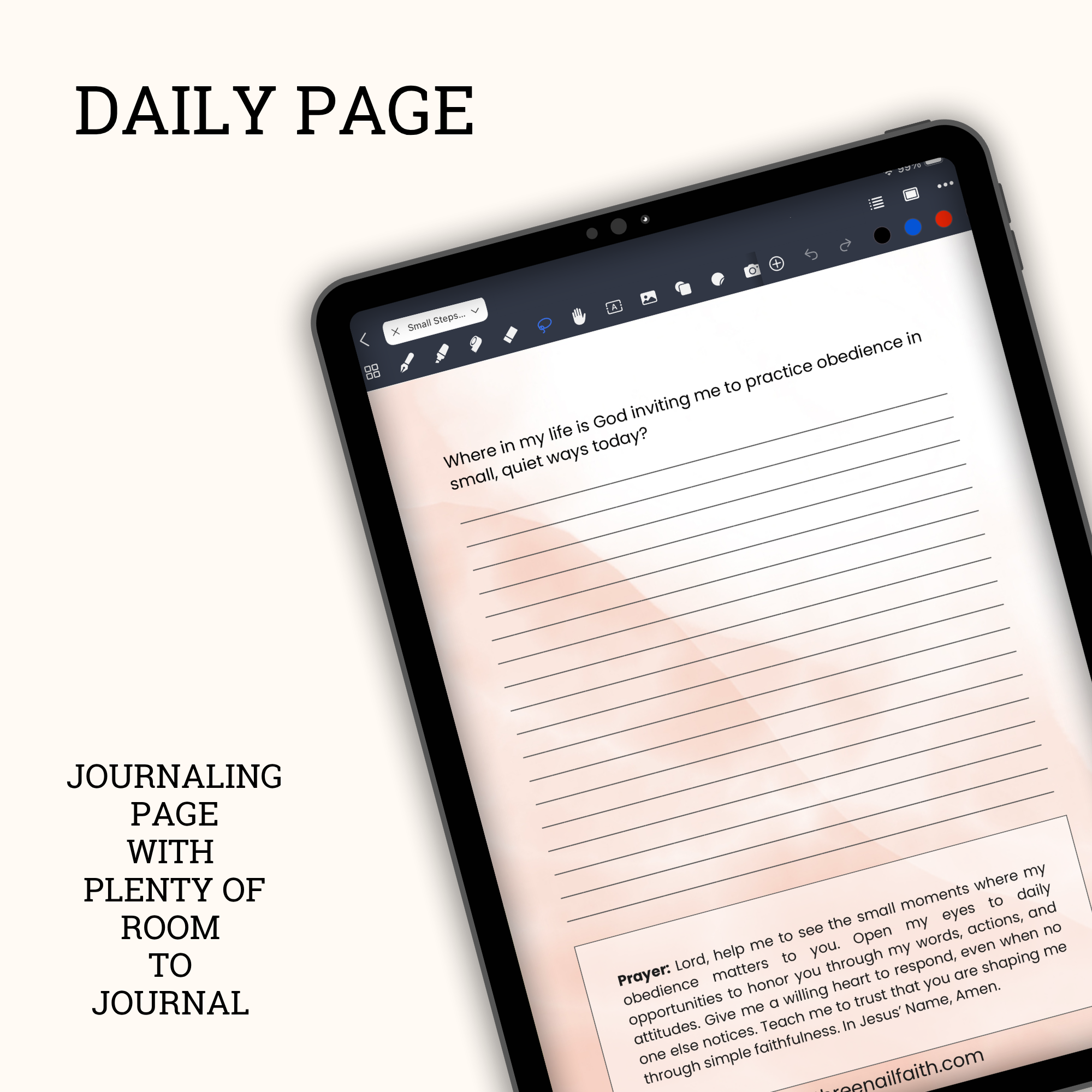 Each page has a journal prompt room to journal and a prayer
