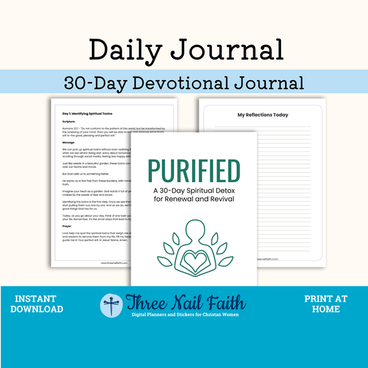 Purified Spiritual Detox for Renewal and Revival 30-Day Printable Devotional Journal