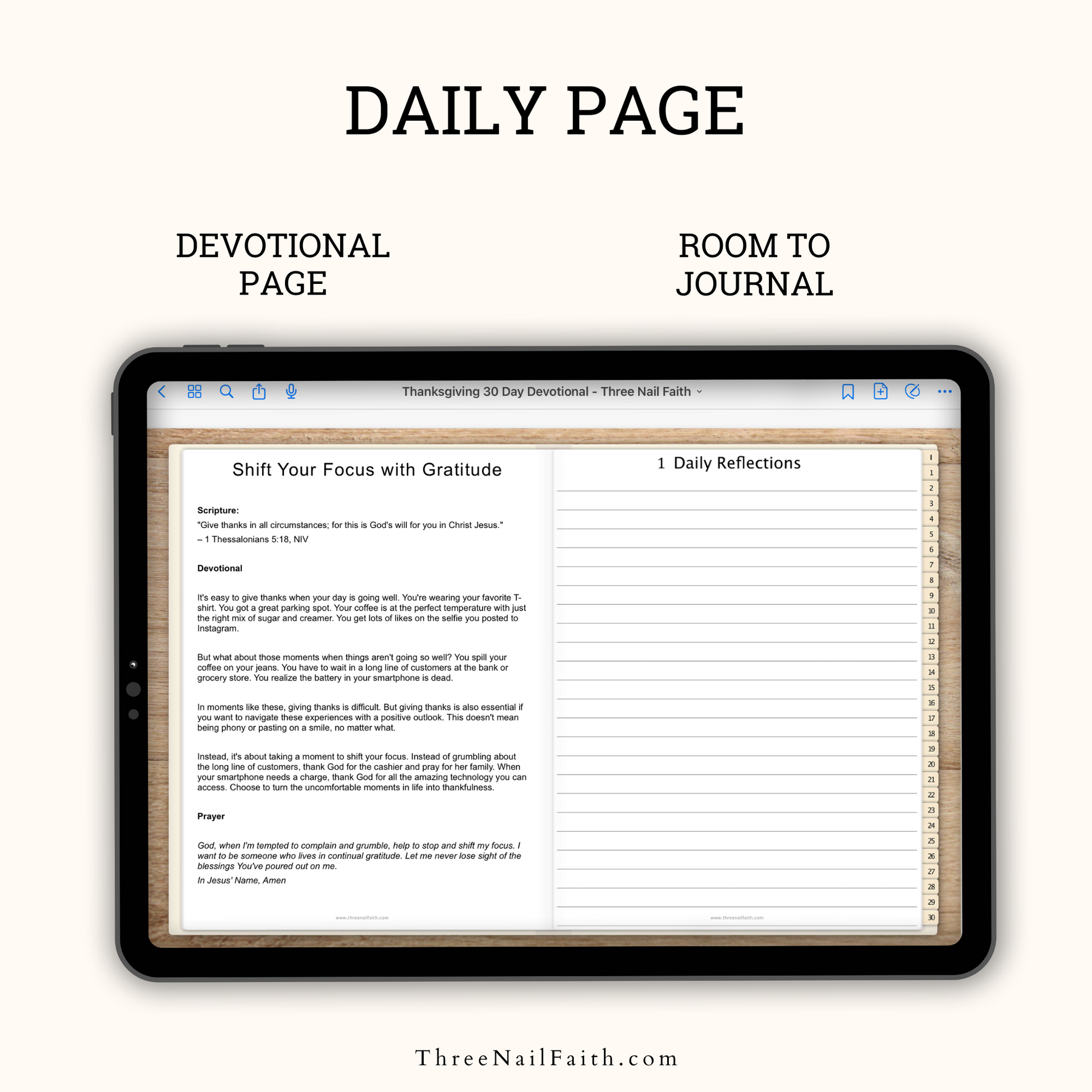 view of the daily page of this devotional