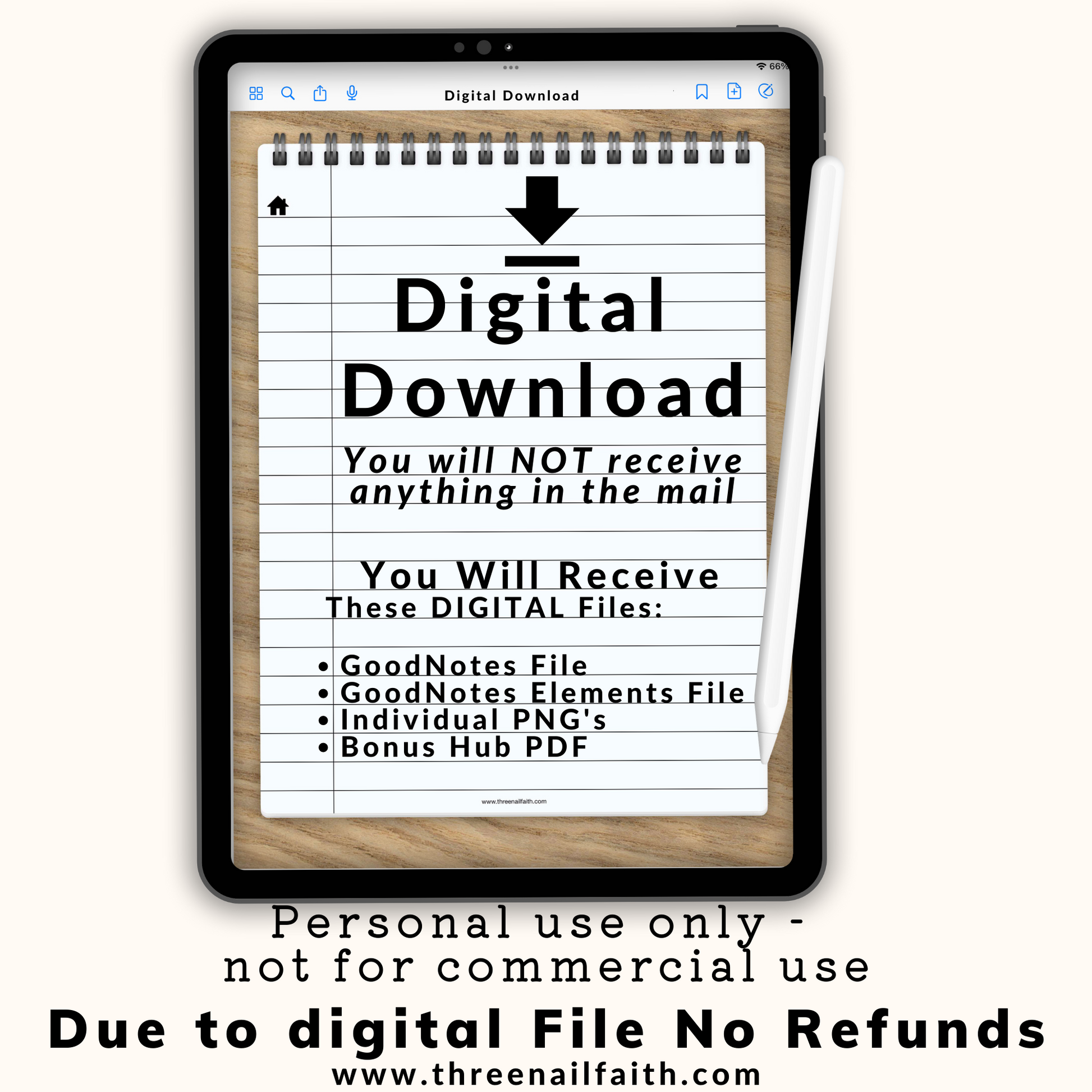 Digital download Nothing will be shipped to you. Files that you will receive Goodnotes, Individual PNGs, Bonus hub link