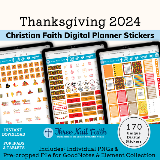 Thanksgiving 2024 Digital sticker kit with 170 individual stickers