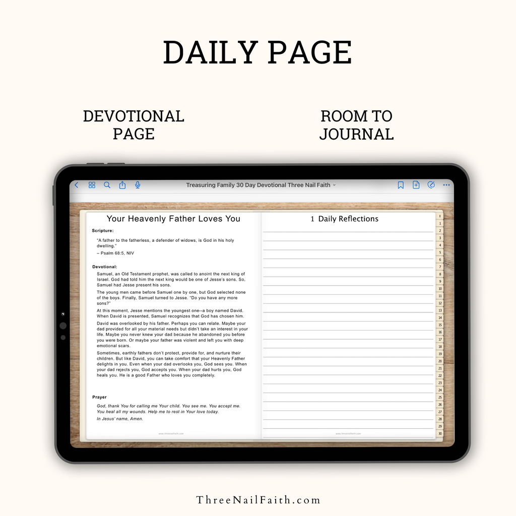 Treasuring family daily page one side devotional other side for journaling 