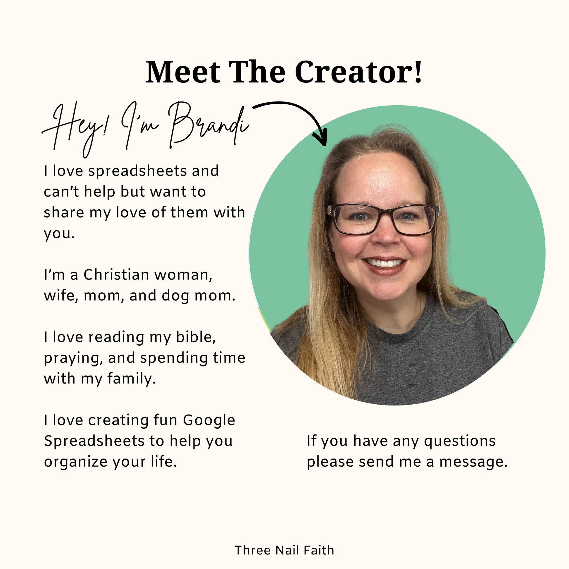 Hello! I'm Brandi Reid. I love spreadsheets and want to share my love of them with you. 