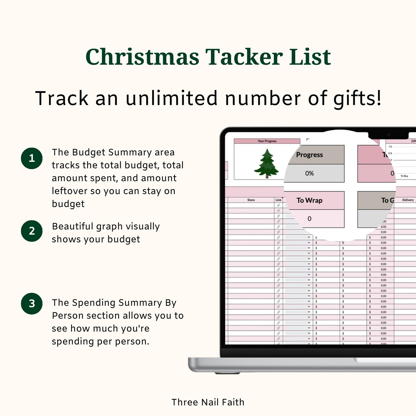 Christmas Tracker List for gifts