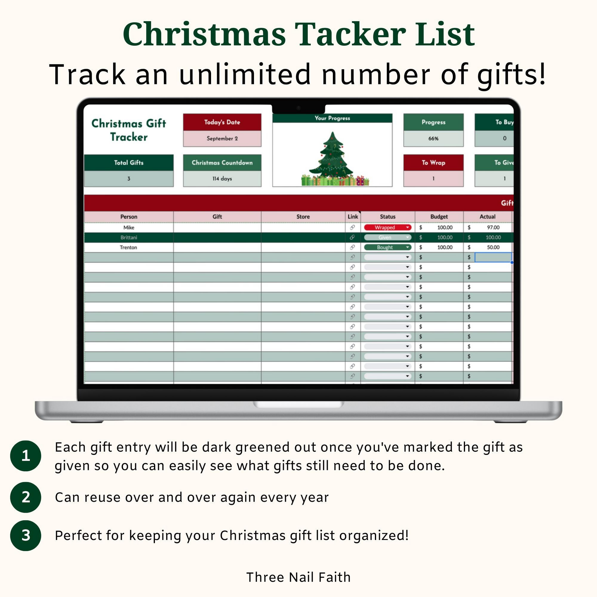 Track all of your christmas gifts 