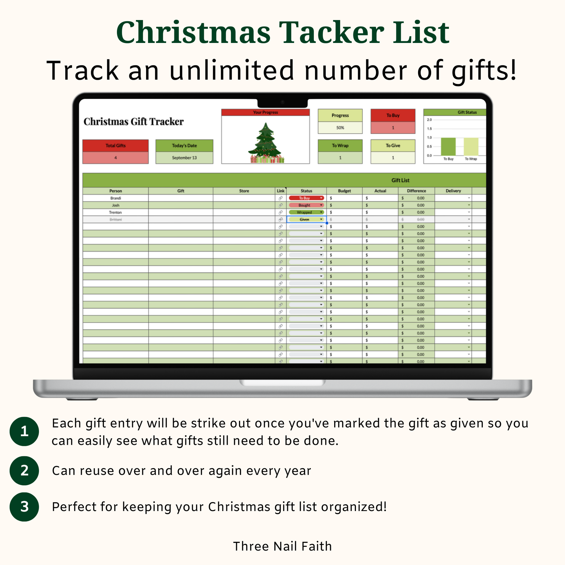 Track all your christmas gifts in one place 