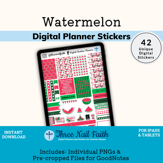 watermelon digital sticker kit with 42 Digital stickers
