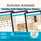 Autumn animals digital sticker kit that includes 170 digital stickers