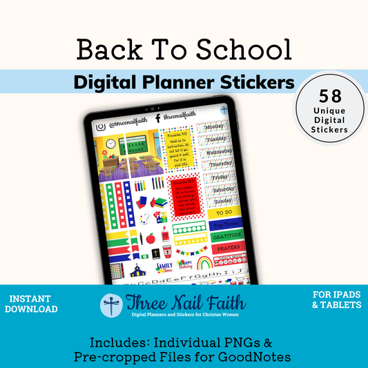 Back to school digital sticker kit with 58 Digital stickers