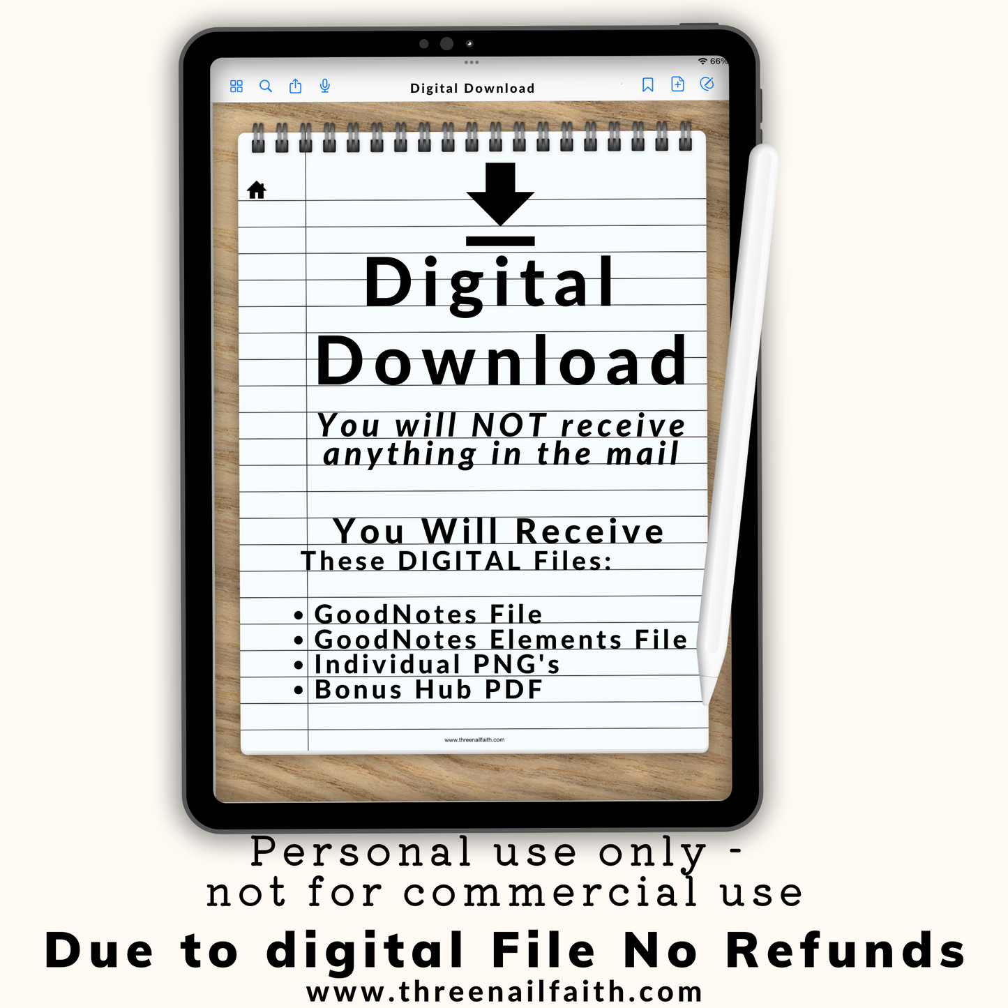 Digital download Nothing will be shipped to you. Files that you will receive Goodnotes, Individual PNGs, Bonus hub link