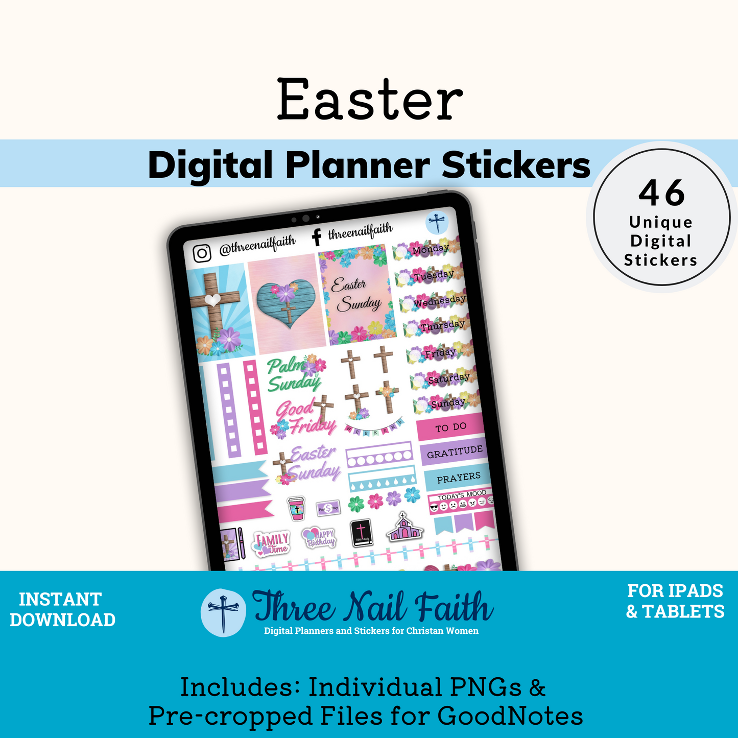 Easter digital sticker kit with 46 Digital stickers