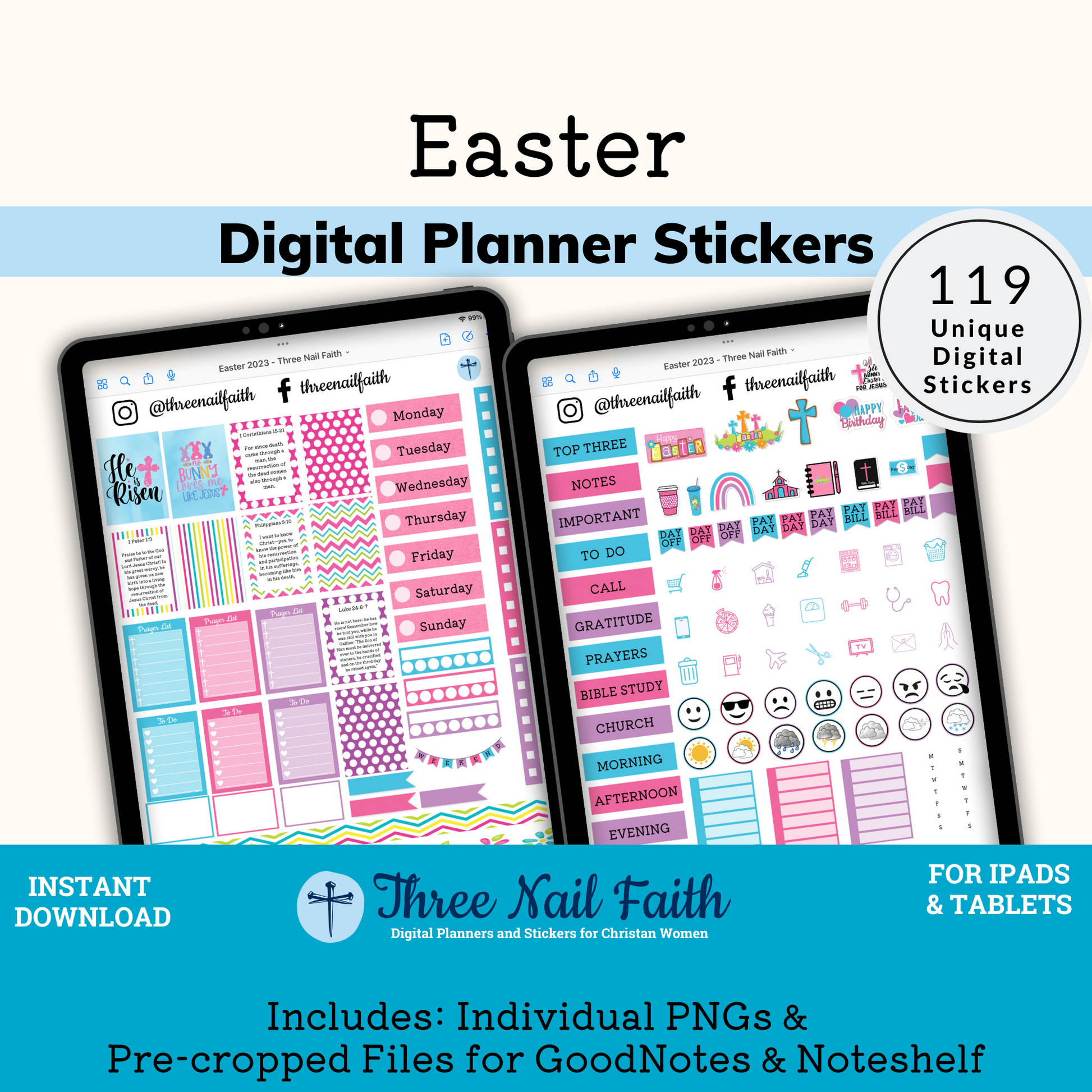 Easter digital sticker kit with 119 Digital stickers