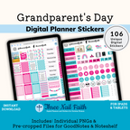 Grandparents day digital sticker kit with 106 Digital stickers