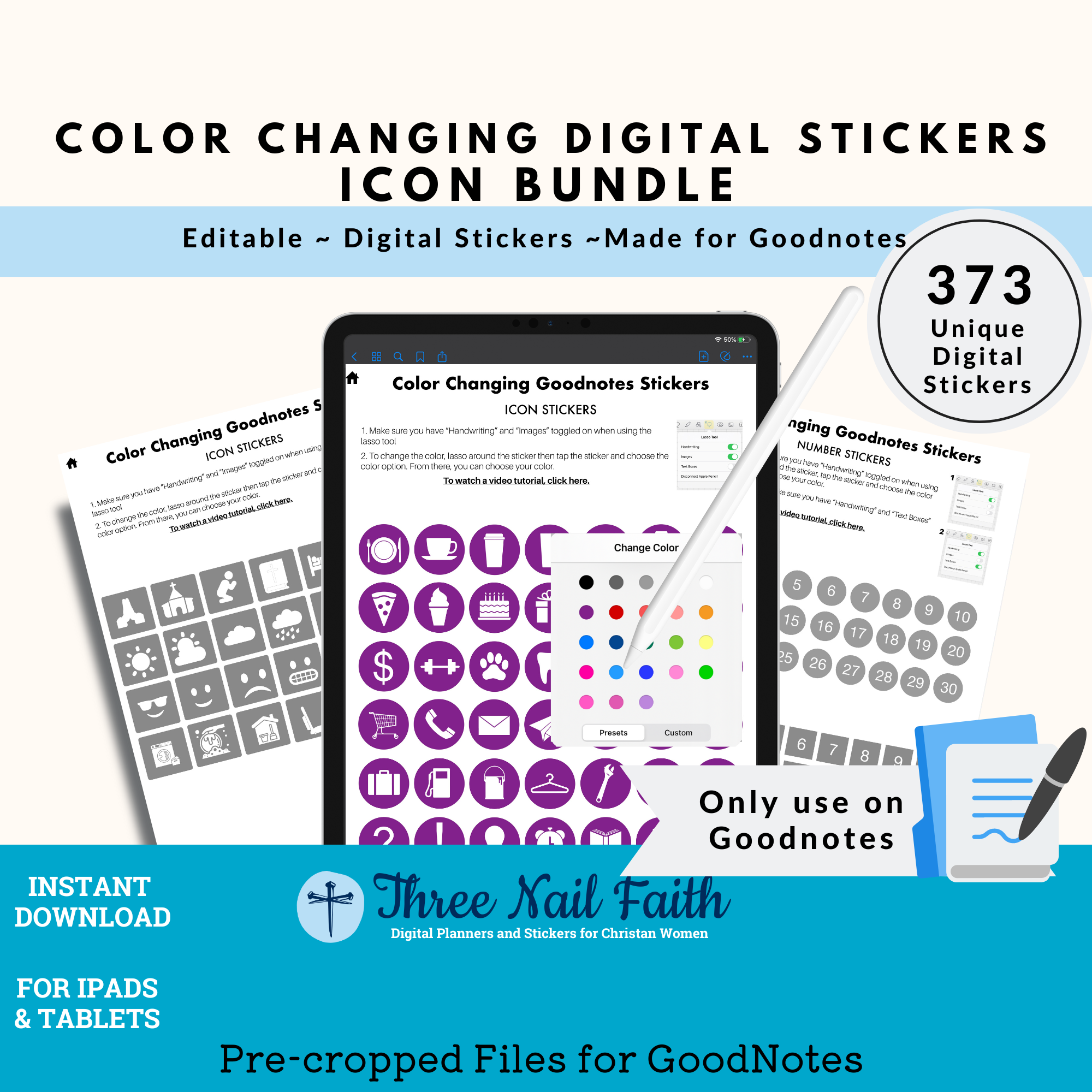 Color Changing Digital Sticker - Icons