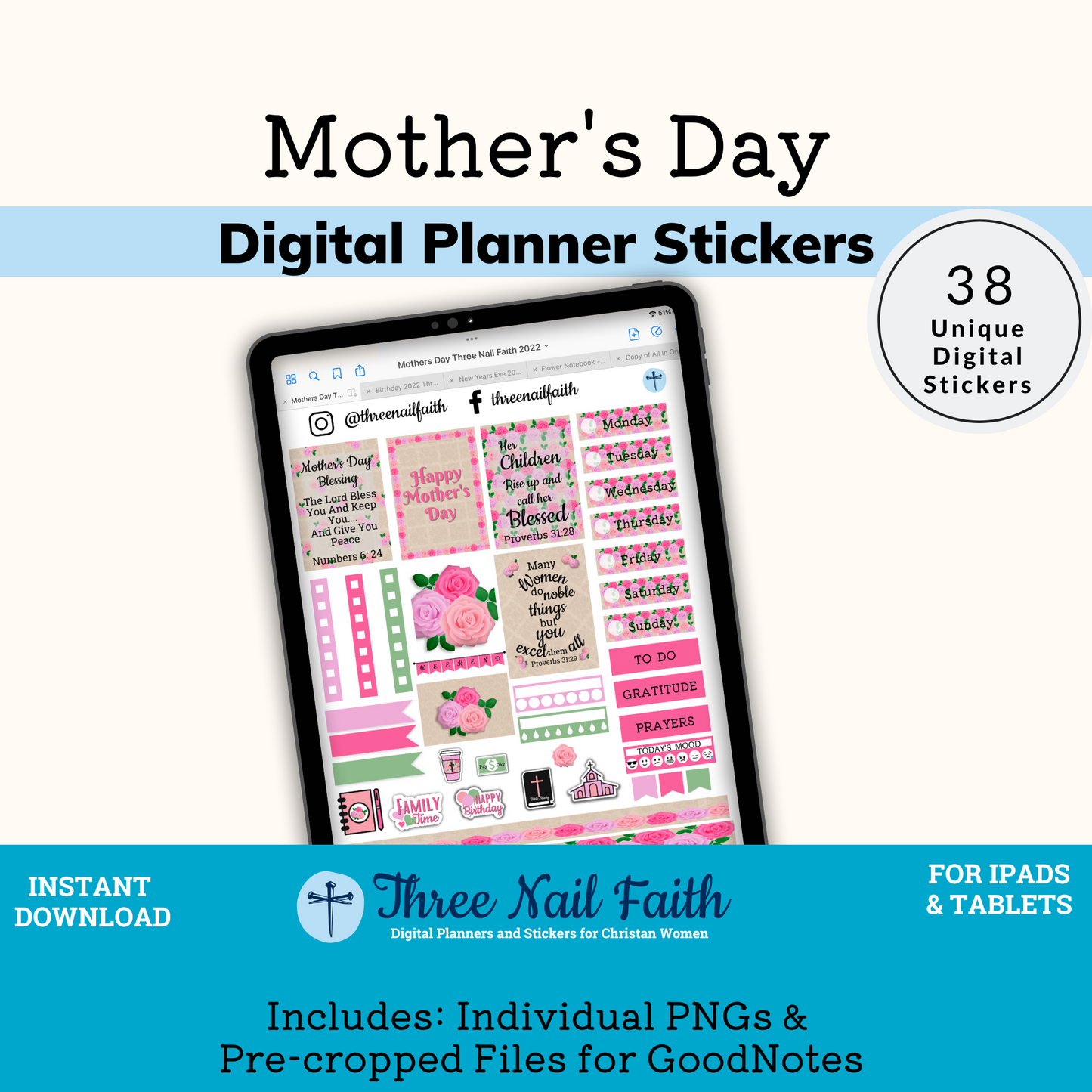 Mothers day digital sticker kit with 38 Digital stickers