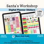 santas workshop digital sticker kit with 108 Digital stickers