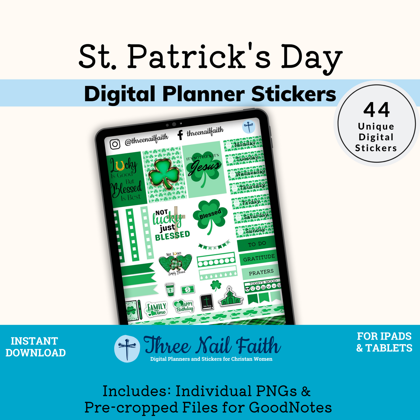 st patricks day digital sticker kit with 44 Digital stickers