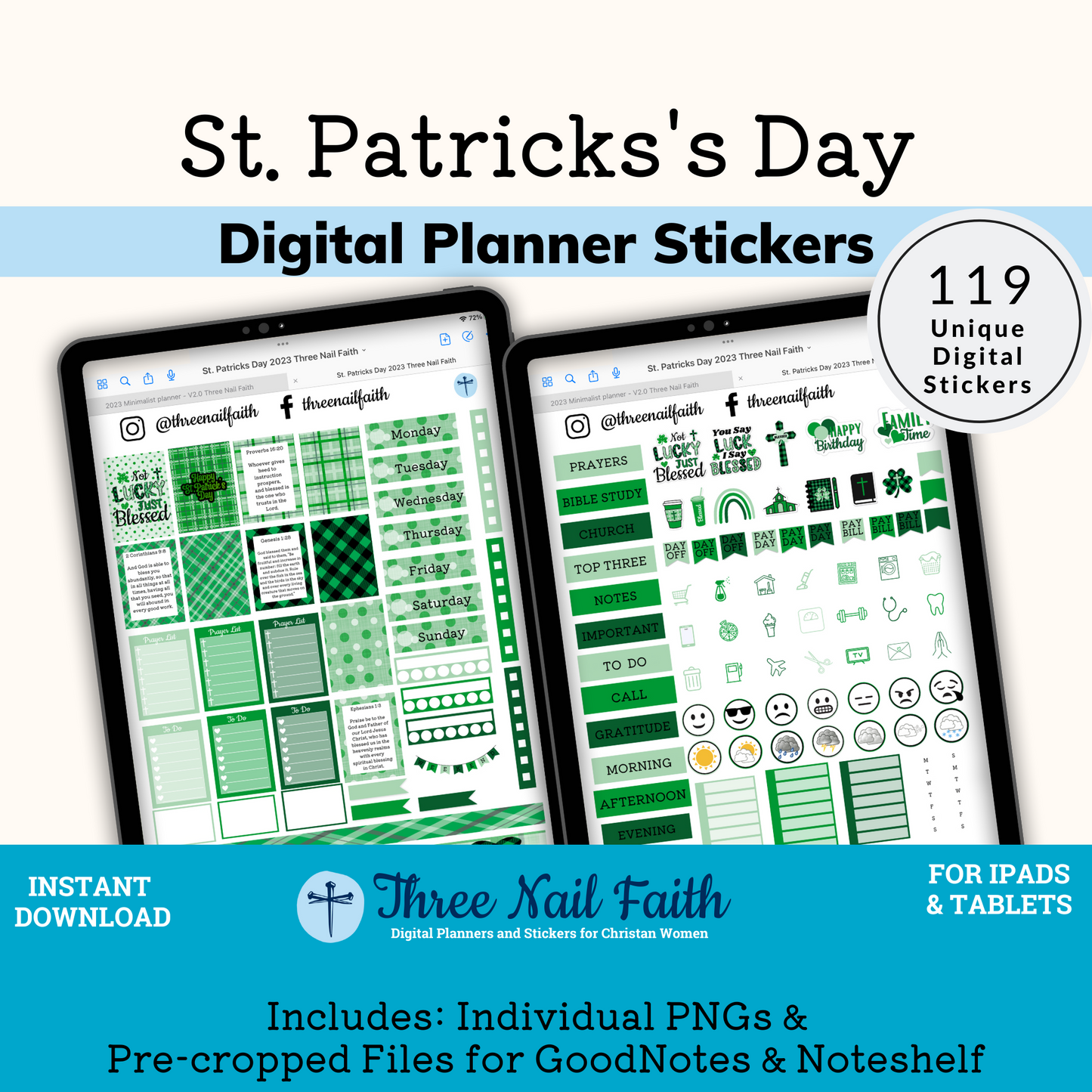 st patricks day digital sticker kit with 119 Digital stickers