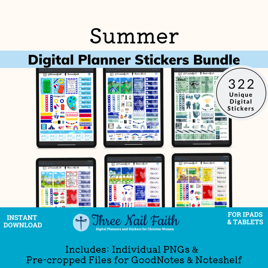 summer digital sticker bundle with 322 Digital stickers