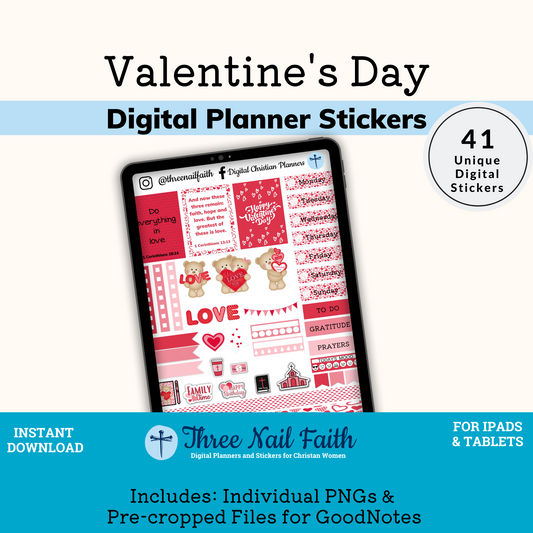 valentines day digital sticker kit with 41 Digital stickers