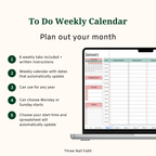weekly calendar with dates that update, can you for any year,  Monday or sunday start, choose the start time for your spreadsheet 