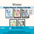 winter digital sticker bundle with 540 Digital stickers