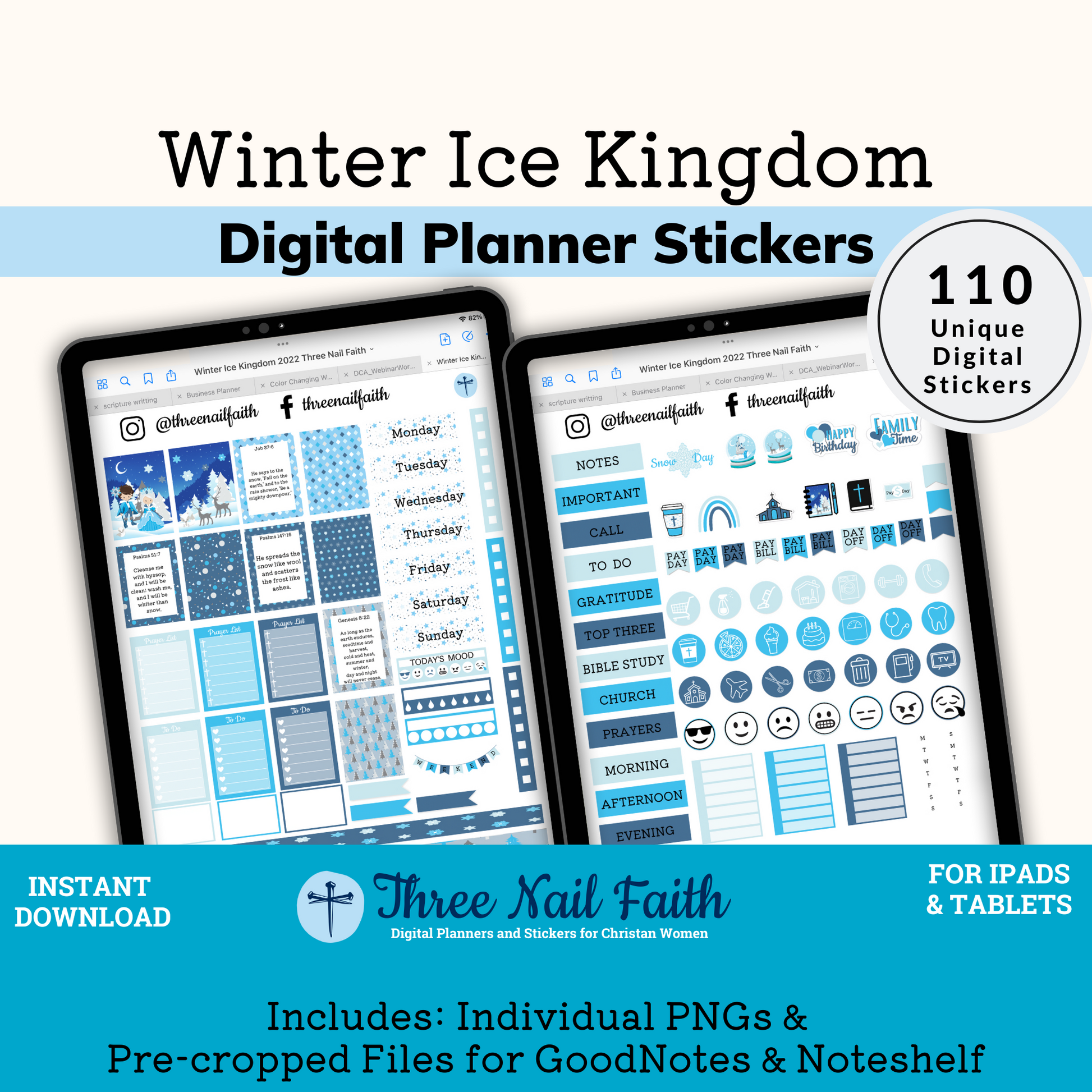 winter ice kingdom digital sticker kit with 110 Digital stickers