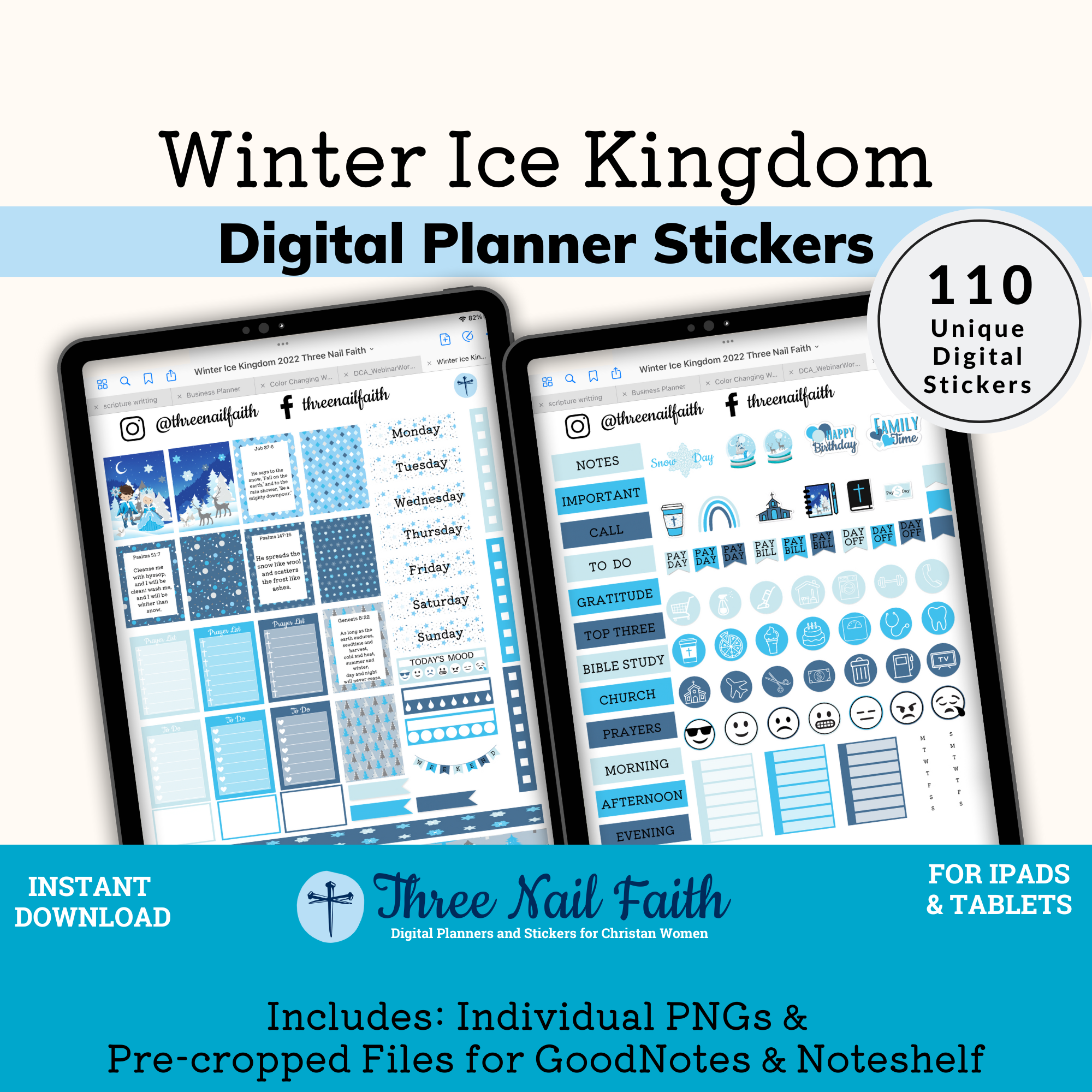 winter ice kingdom digital sticker kit with 110 Digital stickers