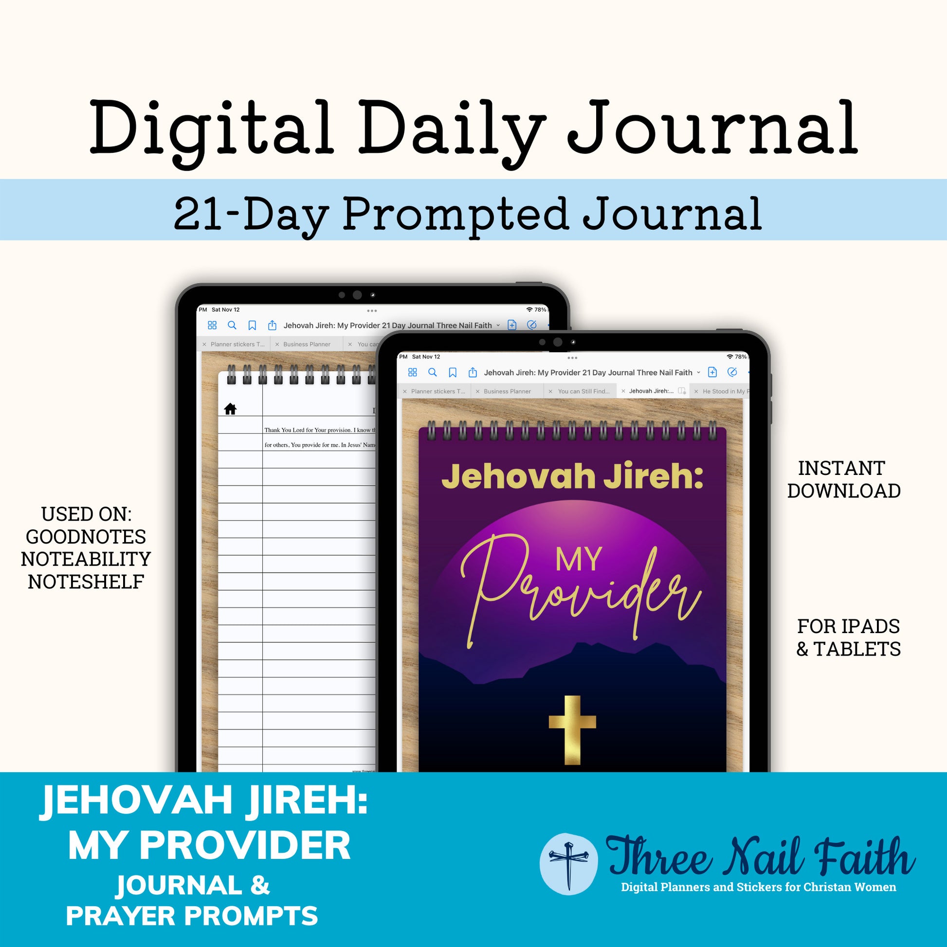 21-Day Journal and Prayer Prompts Digital Journal, Jehovah Jireh: My Provider