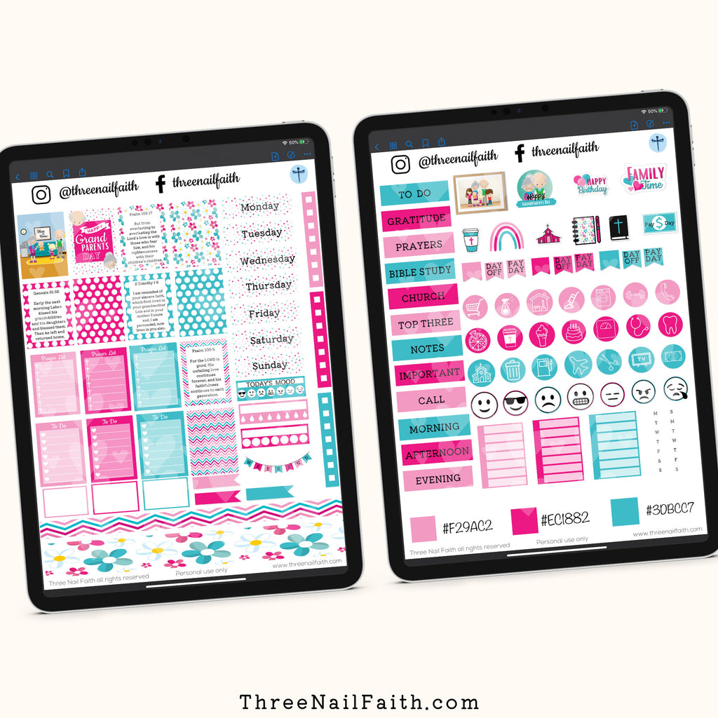 Christian Faith Digital sticker set on the theme of grandparents