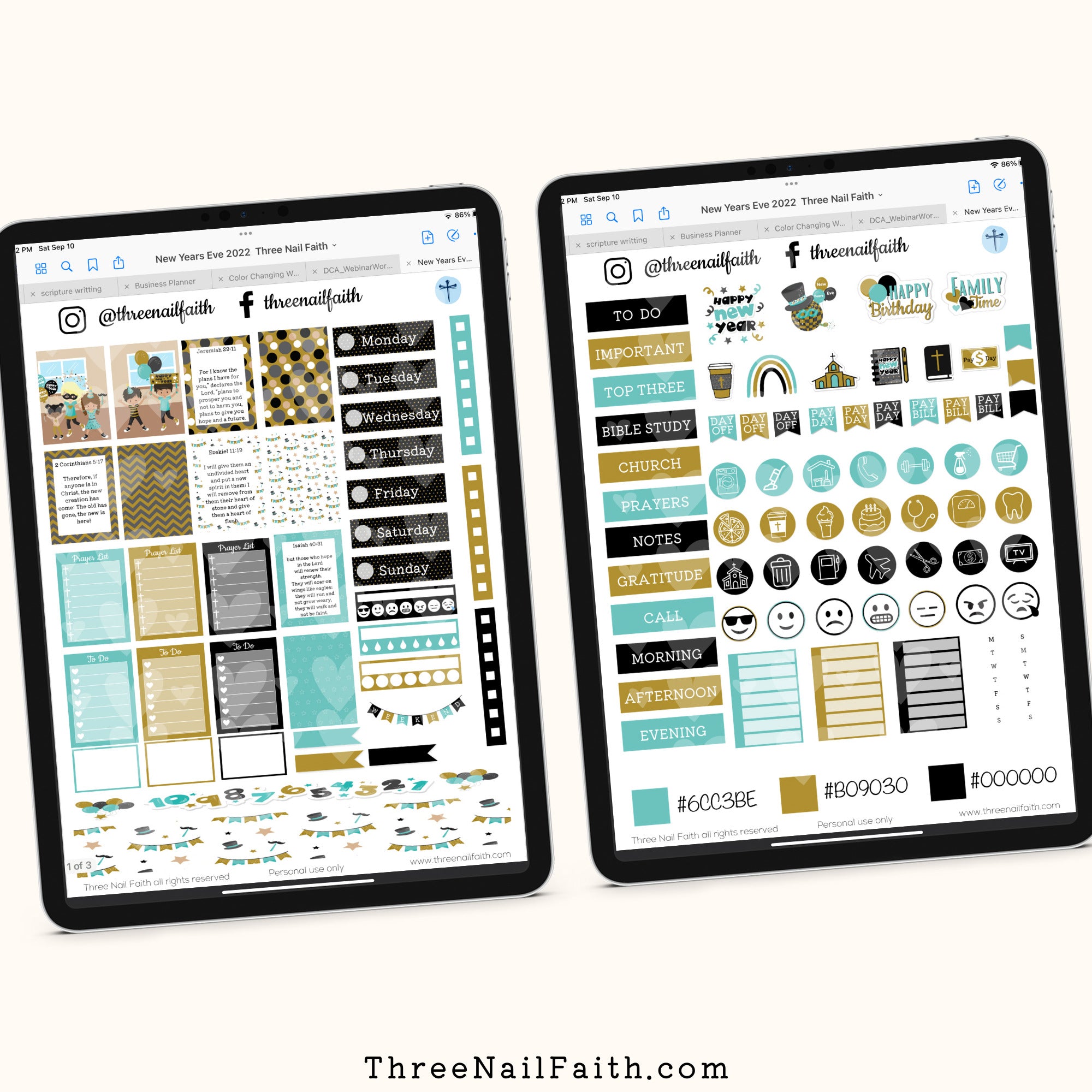 New year and new Years eve digital stickers