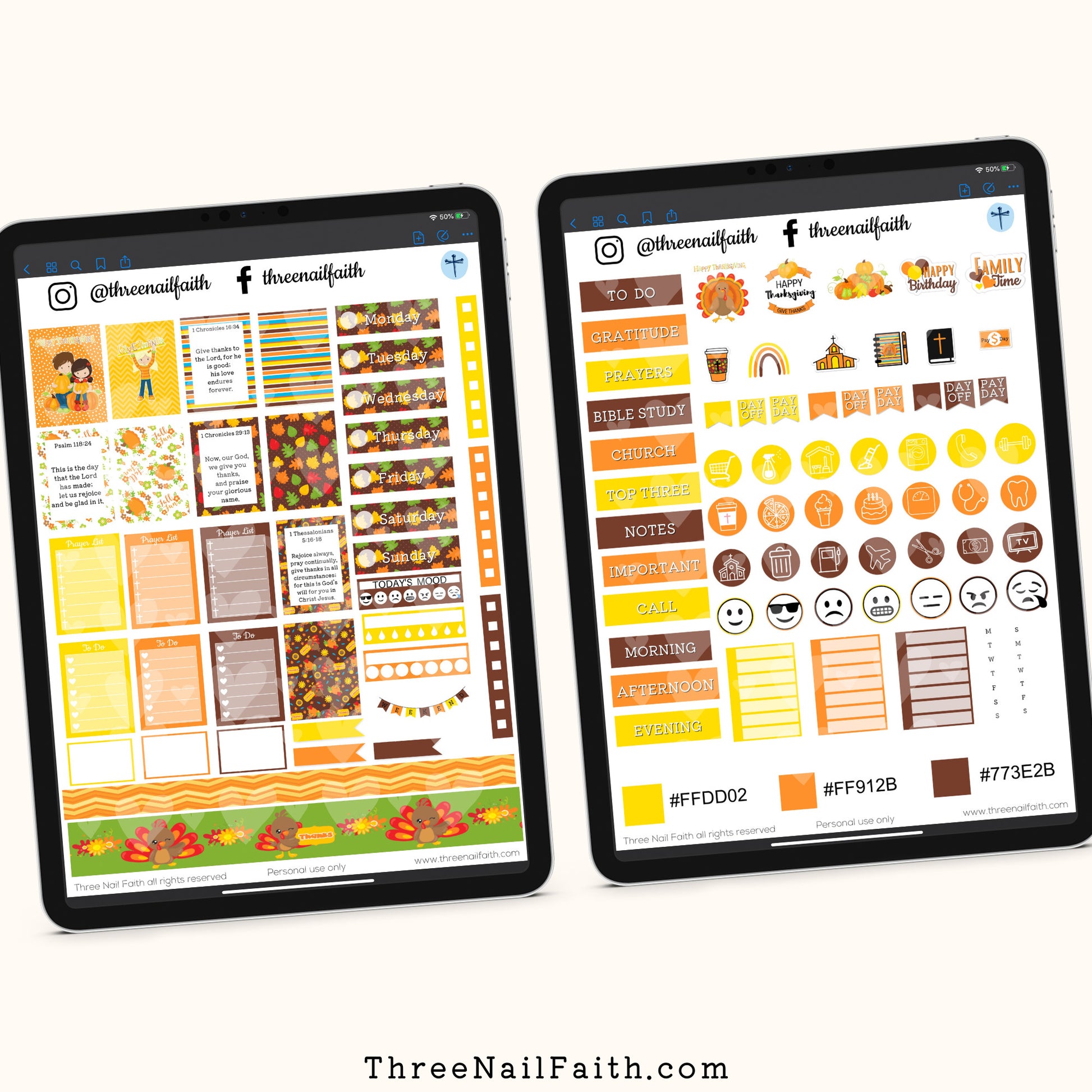 Christian Faith Digital sticker set on the theme of thanksgiving 