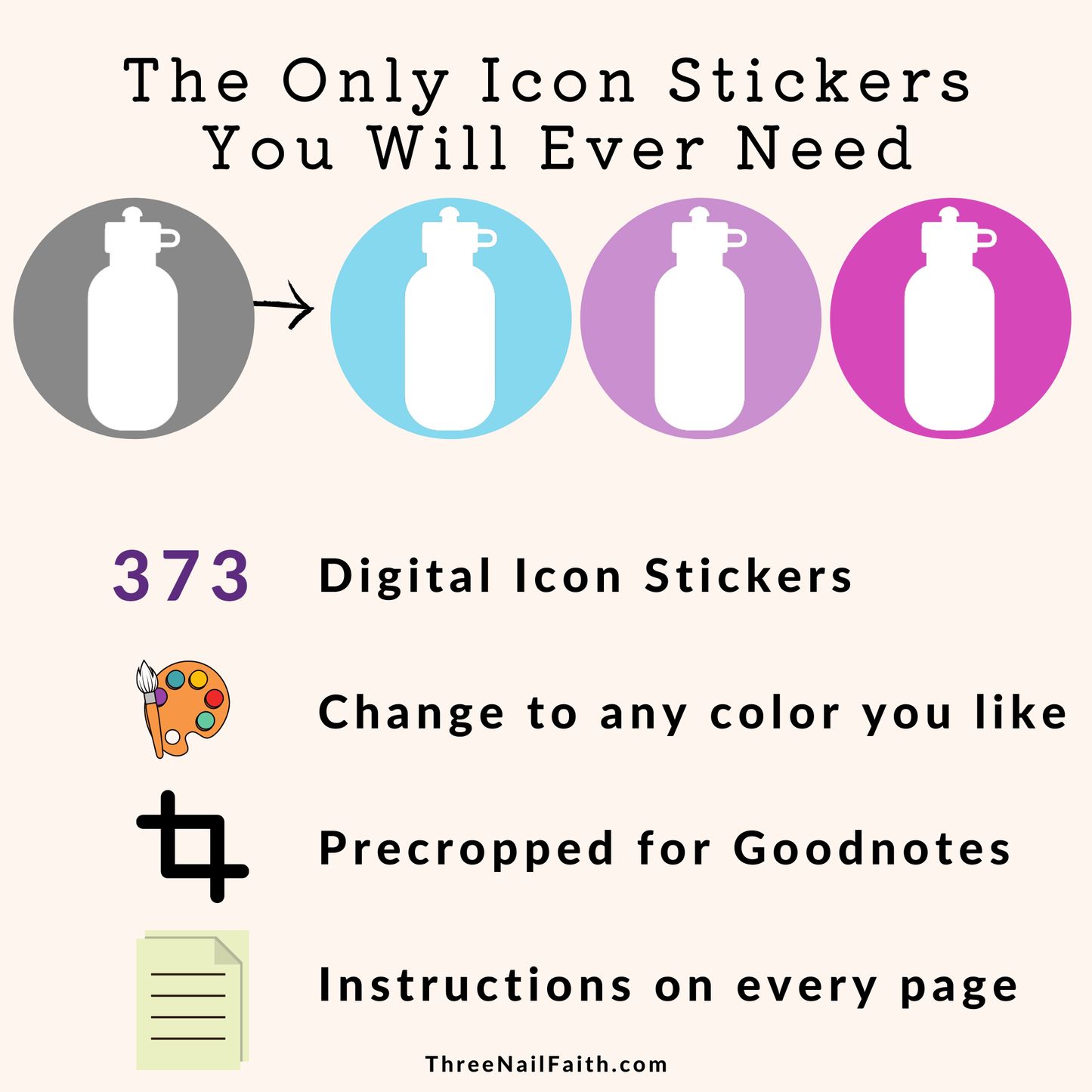 Color Changing Digital Sticker - Icons – Three Nail Faith
