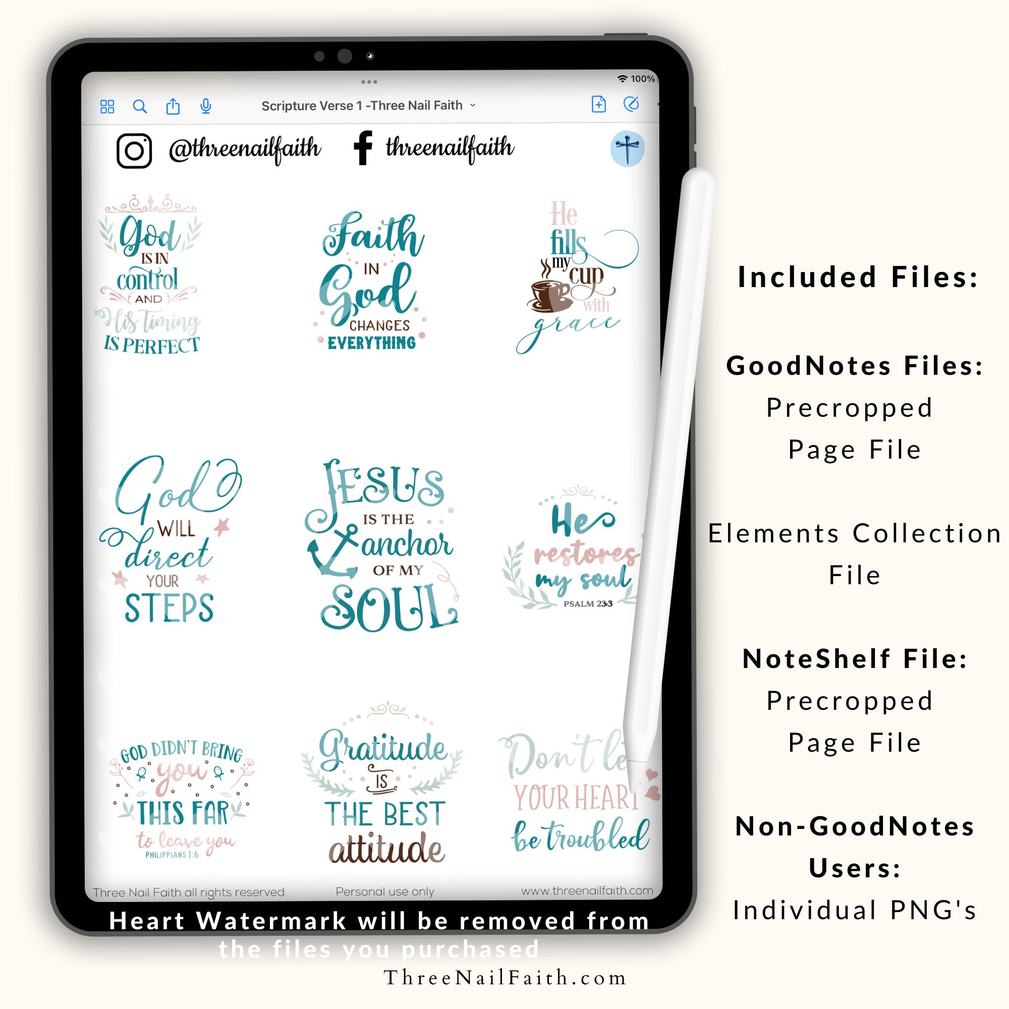 Bible Verse Digital Planner Sticker Kit Set 1