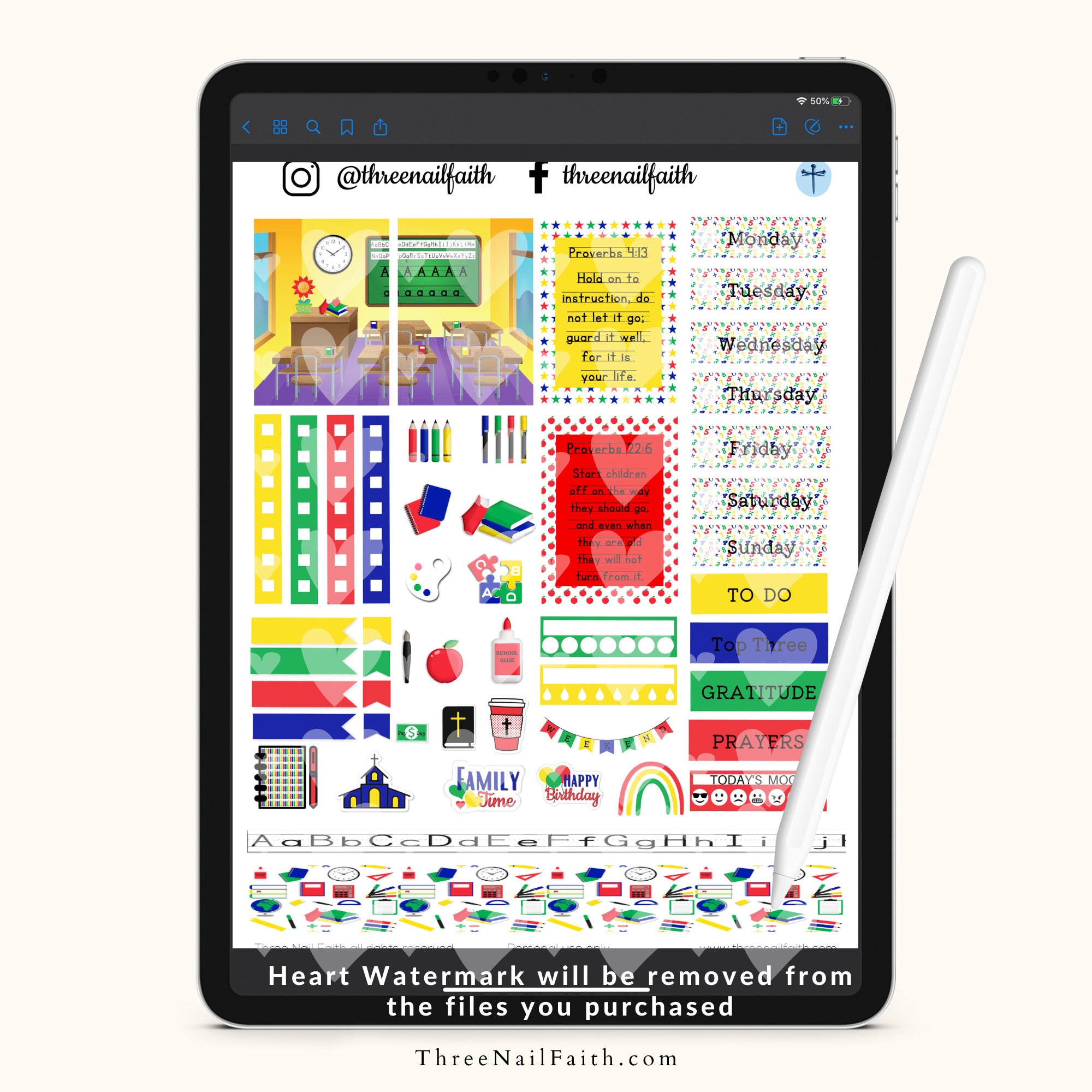 school supply stickers