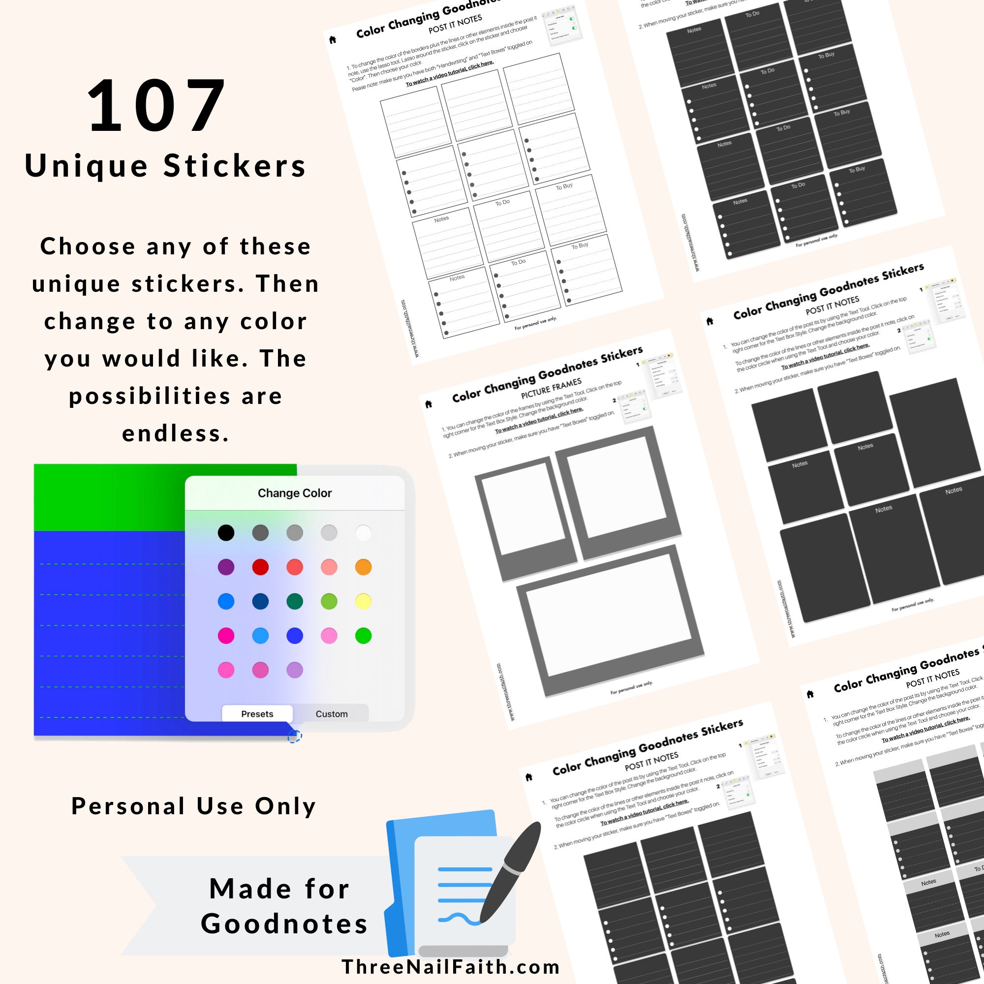Color Changing Digital Sticker - Post It Notes