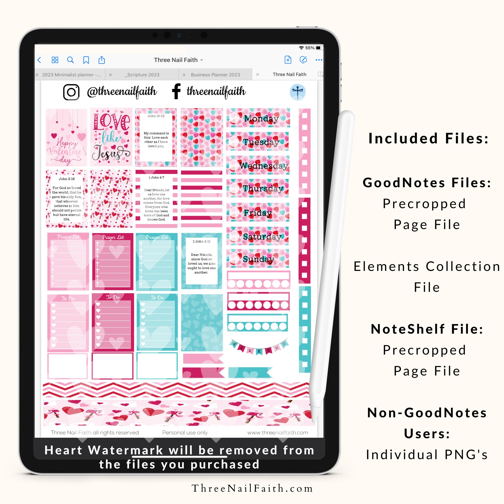 Christian Faith Digital sticker set on the theme Valentine's Day