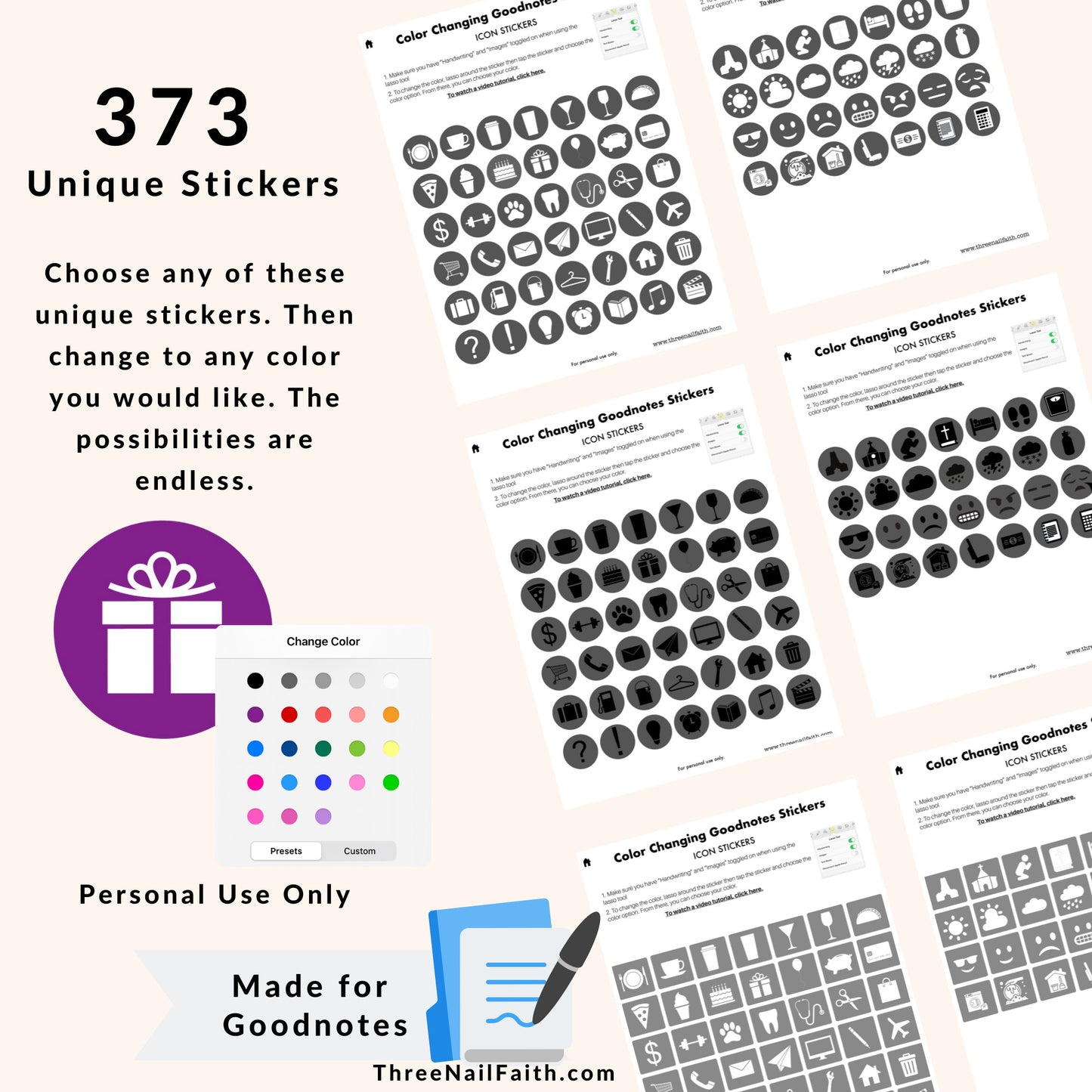 Color Changing Digital Sticker - Icons