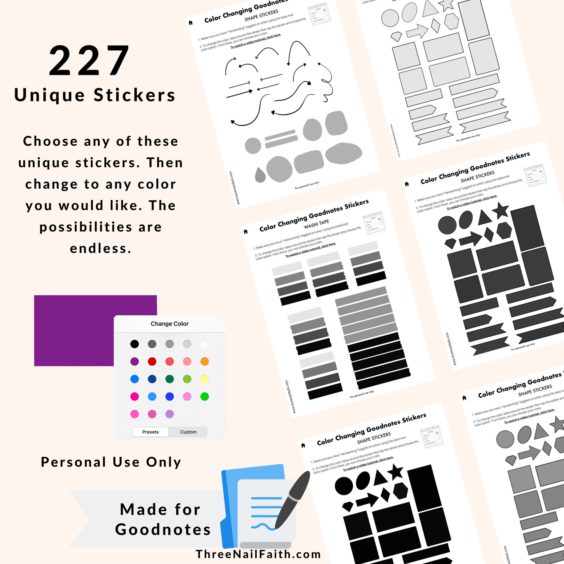 Color Changing Digital Sticker - Shapes
