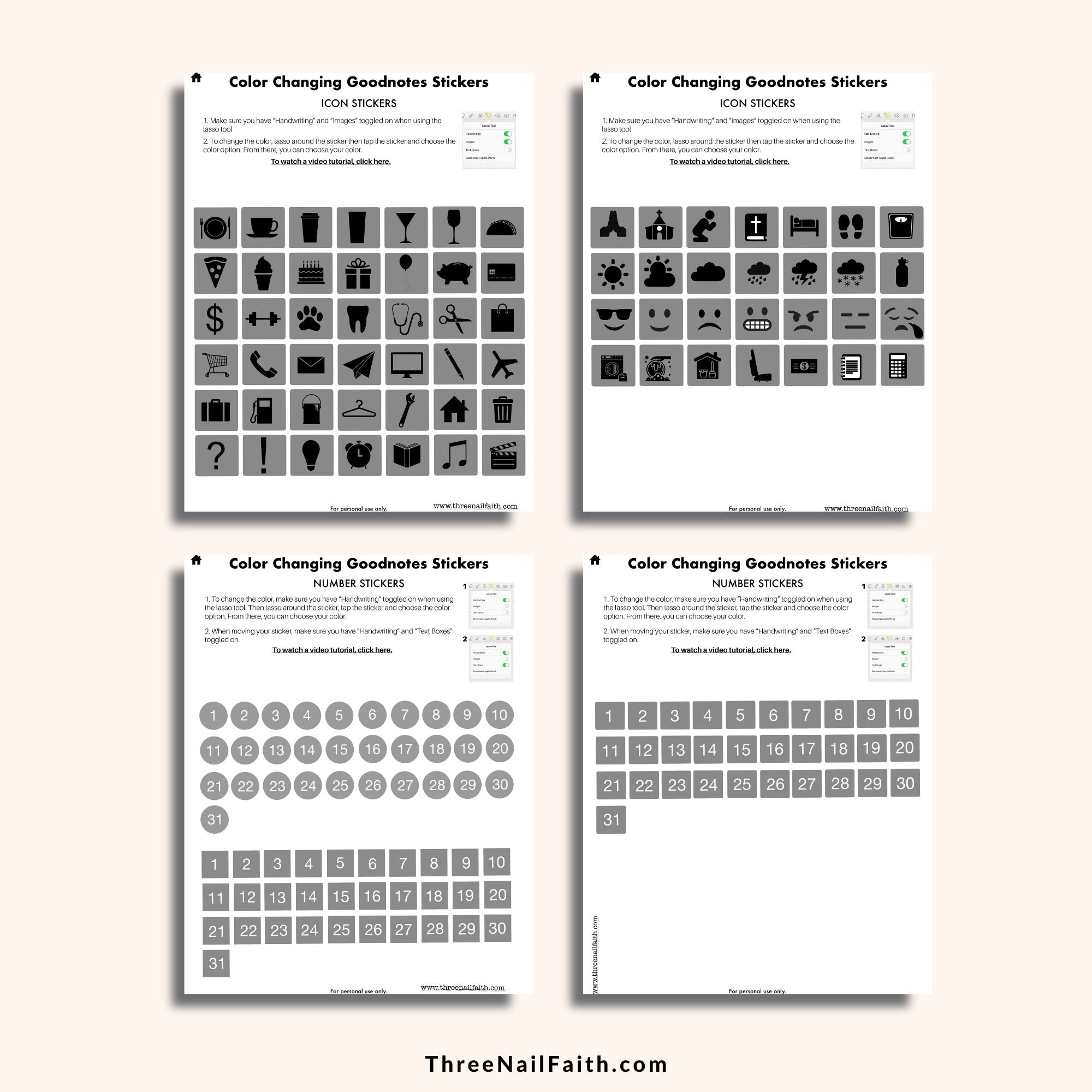 Color Changing Digital Sticker - Icons