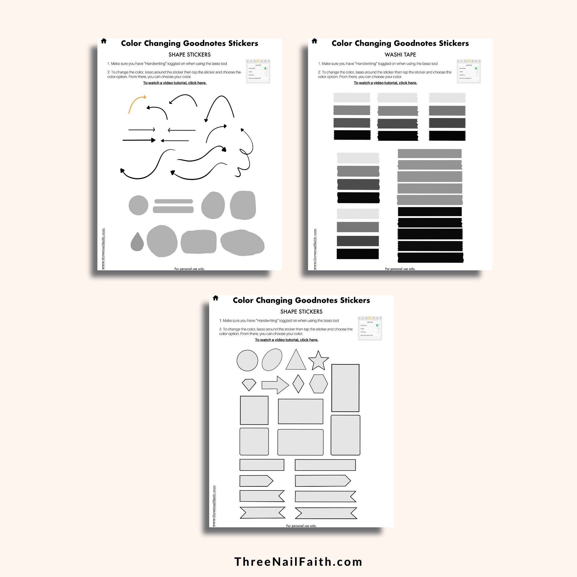 Color Changing Digital Sticker - Shapes
