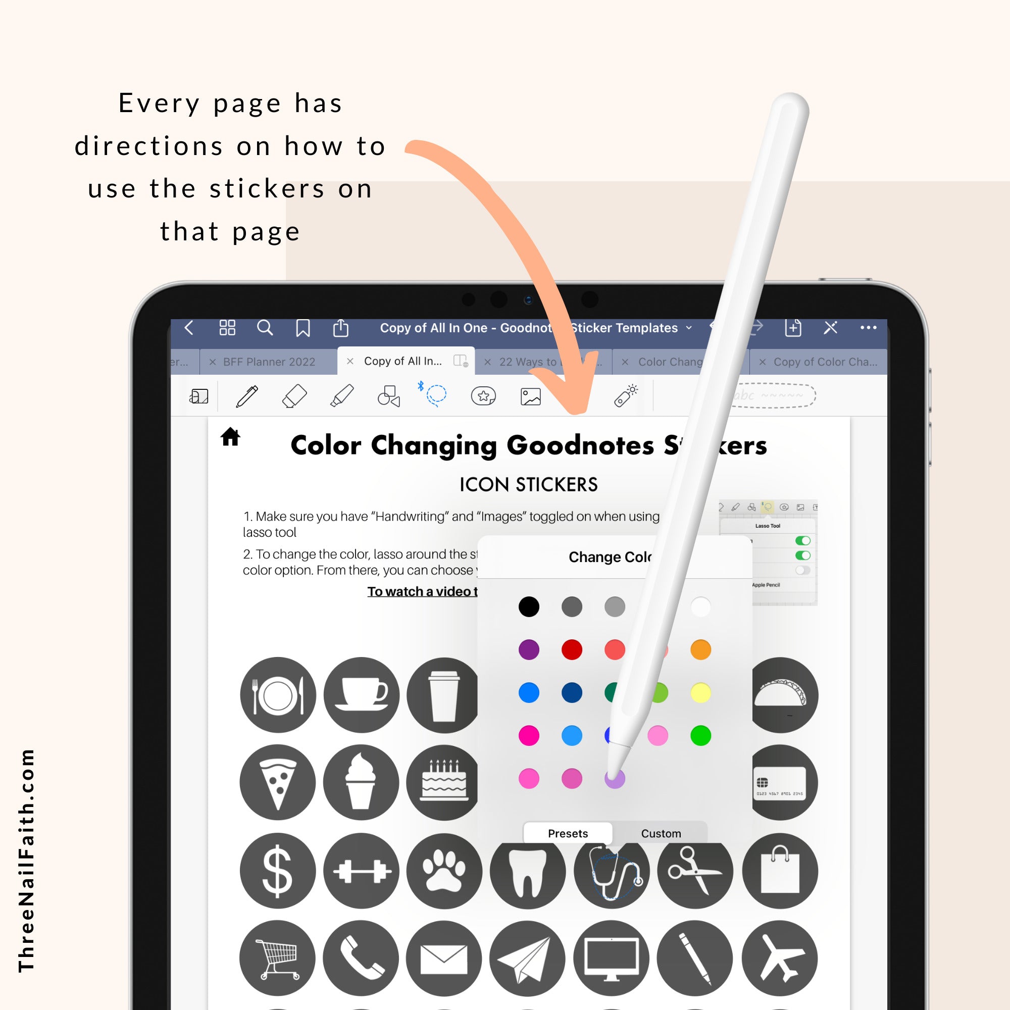 Comes with directions on how to use color changing stickers