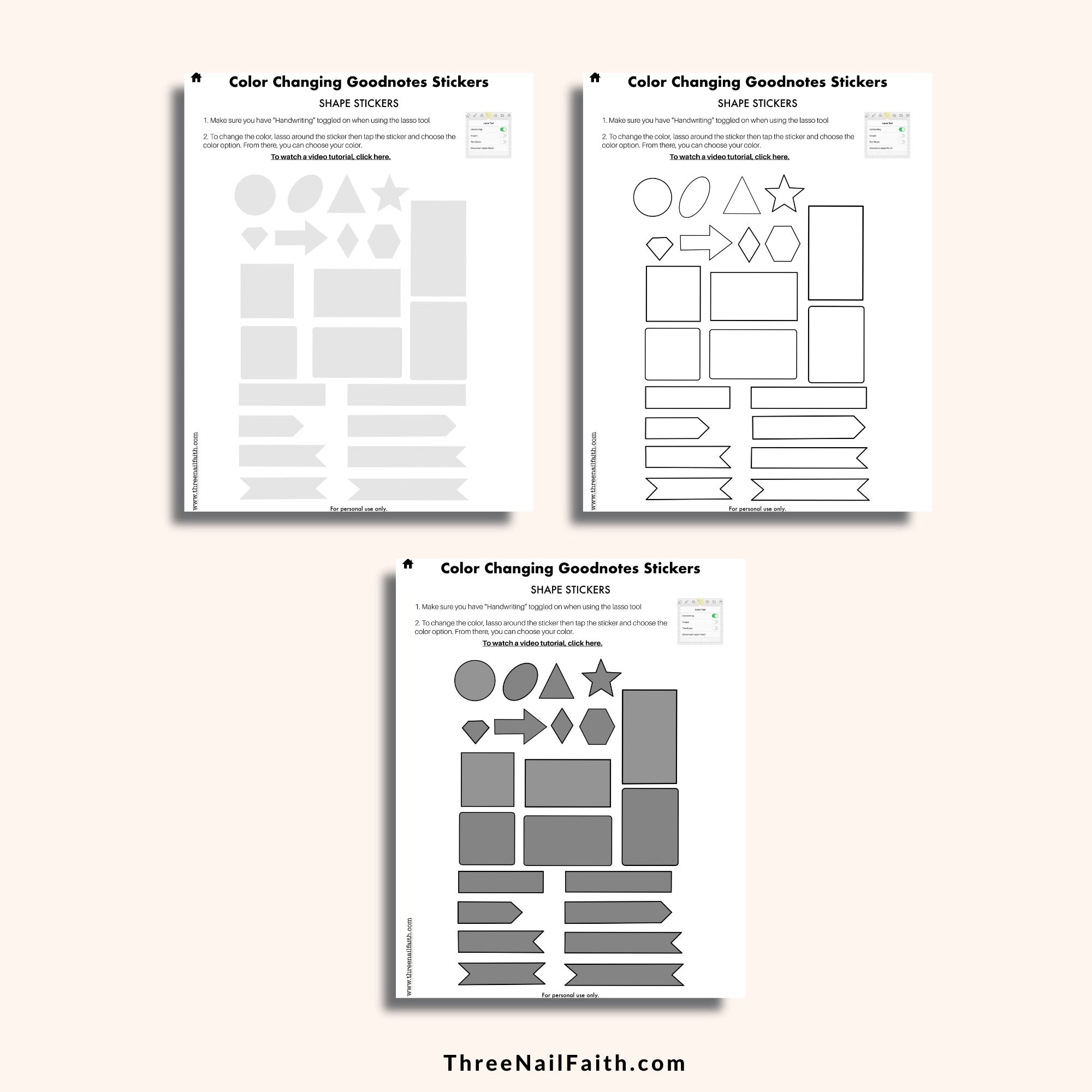 Color Changing Digital Sticker - Shapes