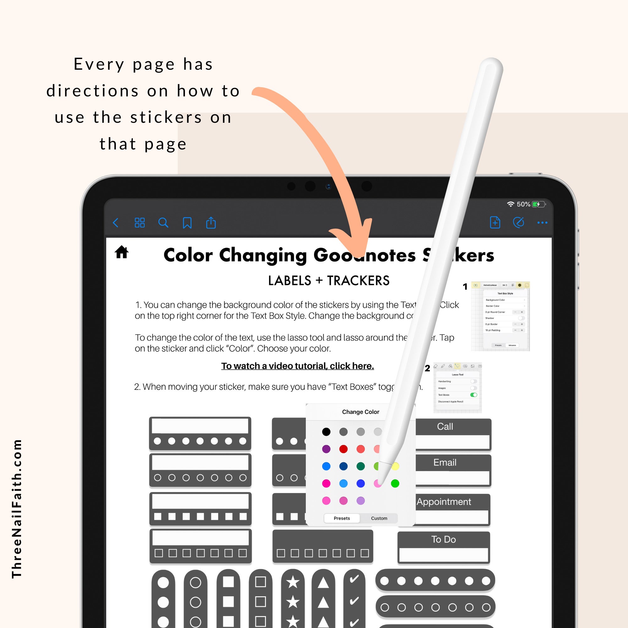 directions are included on how to use color changing digital stickers