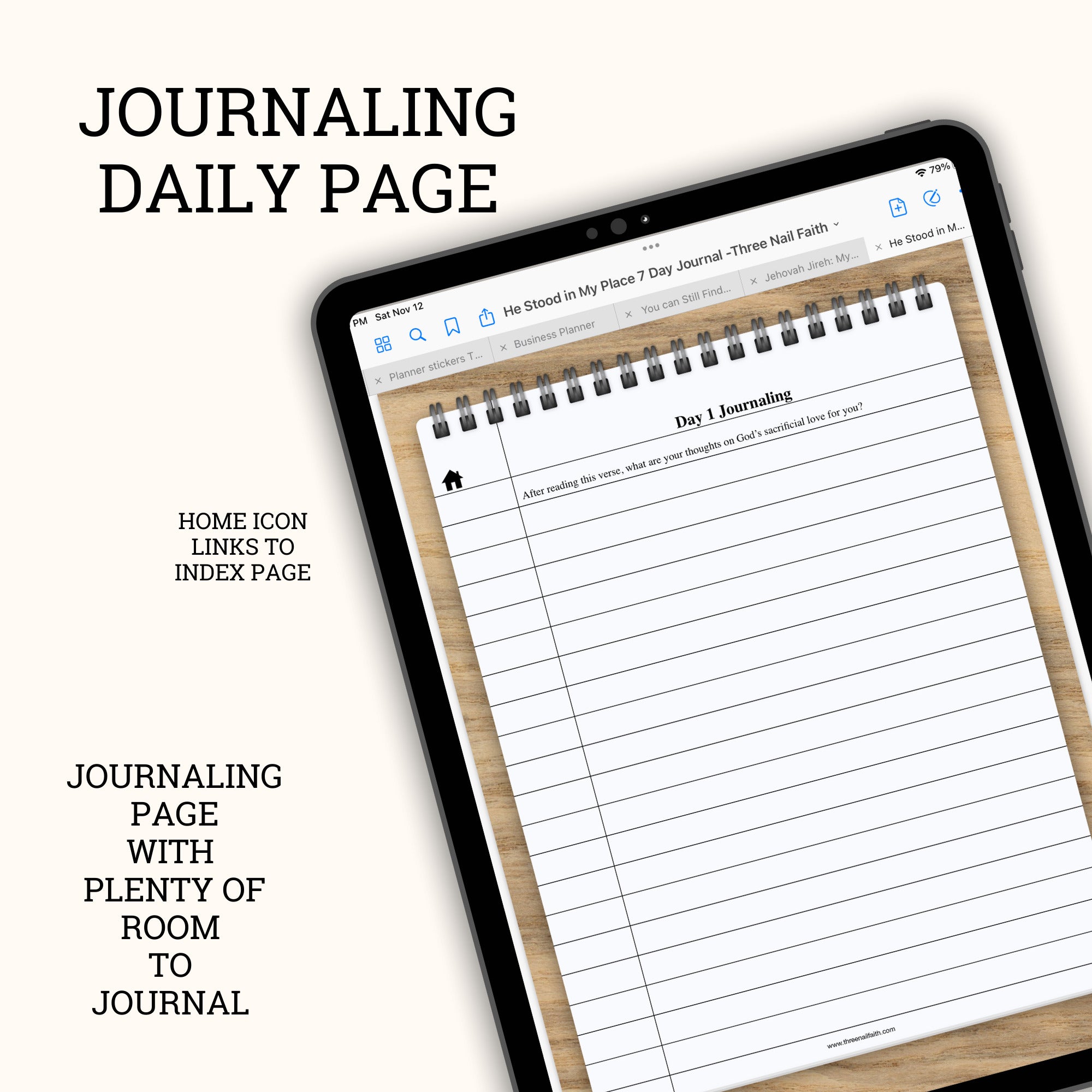 7 Day Scripture Memory Verse Digital Journal, Isaiah 53:5 He Stood in My Place journaling page