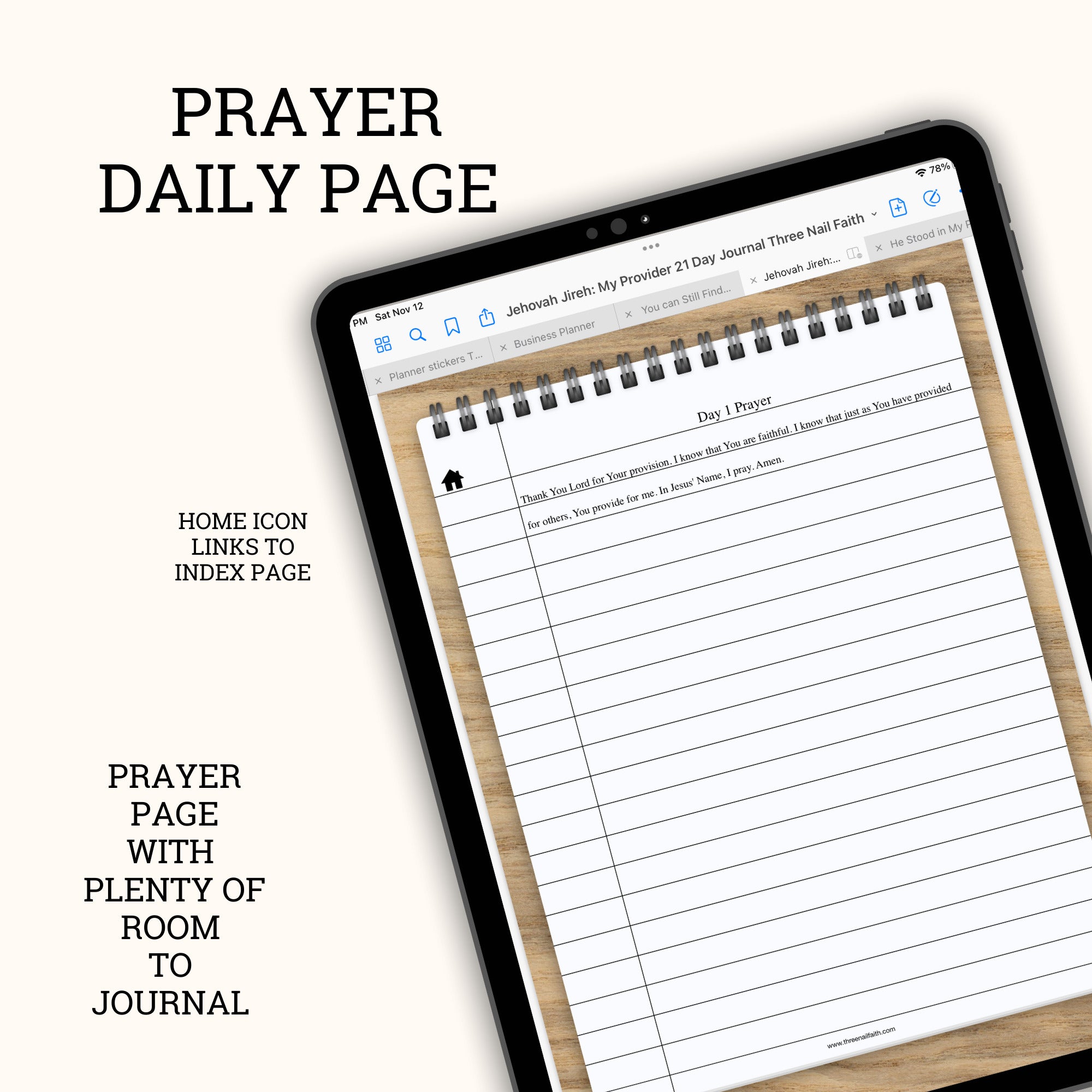 21-Day Journal and Prayer Prompts Digital Journal, Jehovah Jireh: My Provider Prayer Daily page