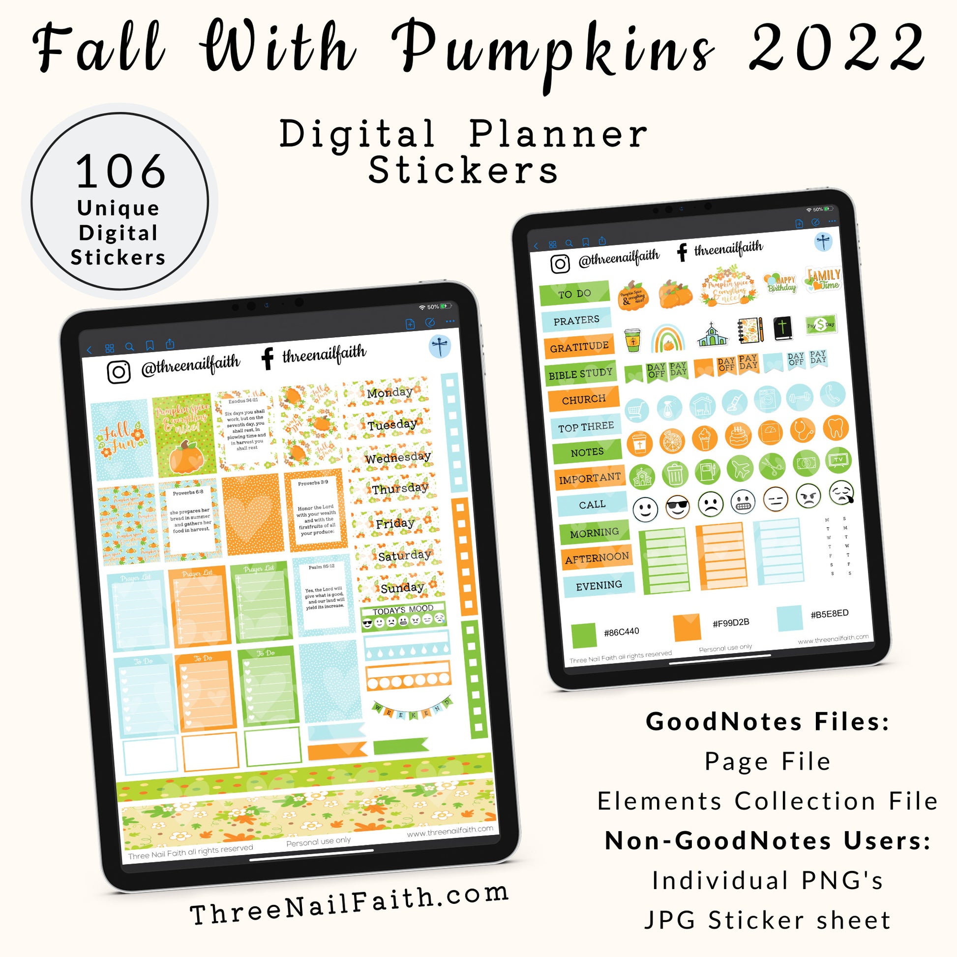 fall with pumpkins digital sticker