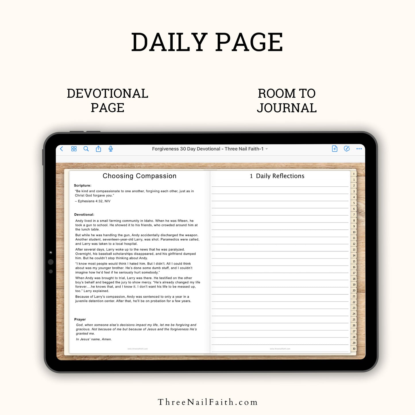 Forgiveness 30-Day Devotional Digital Journal daily page