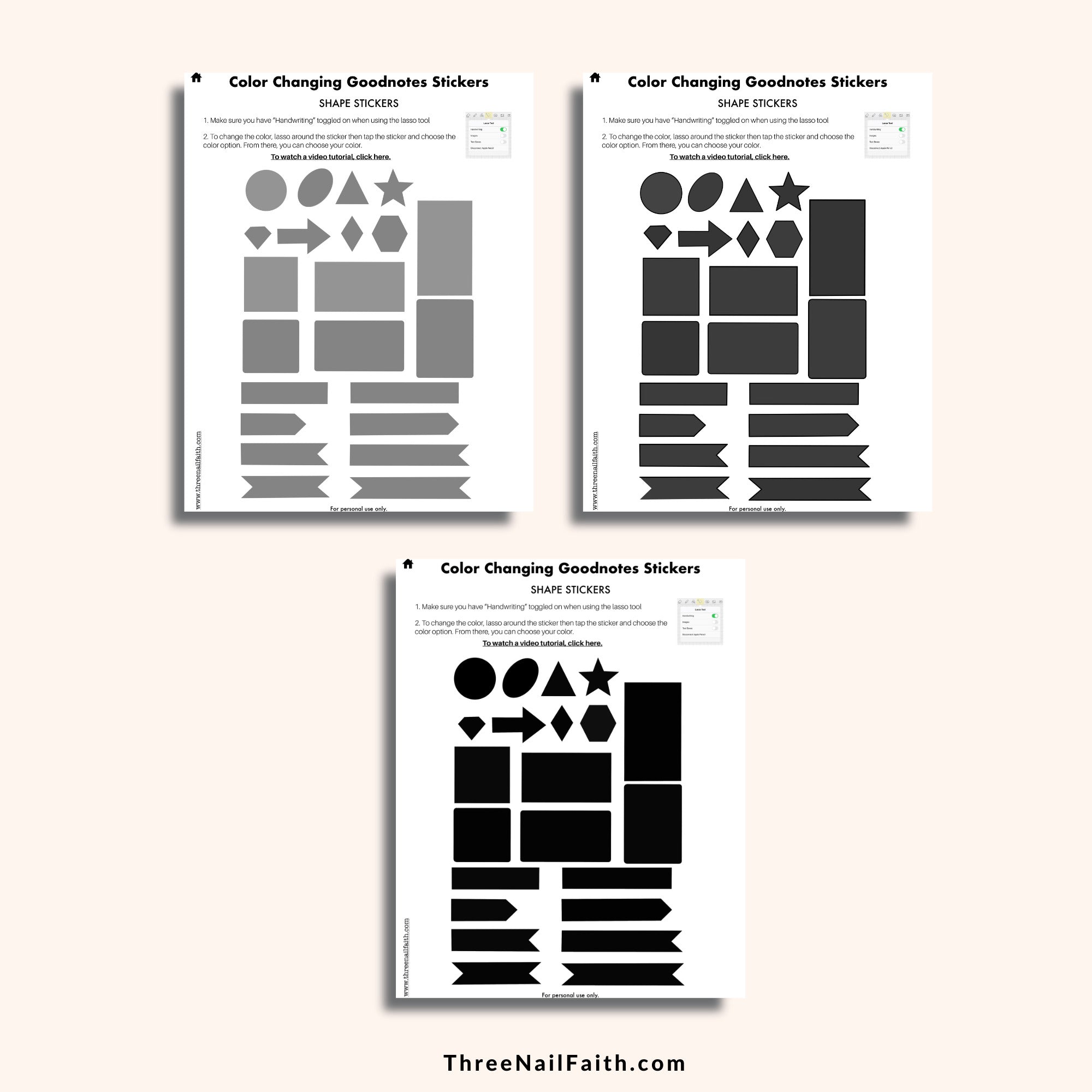 Color Changing Digital Sticker - Shapes