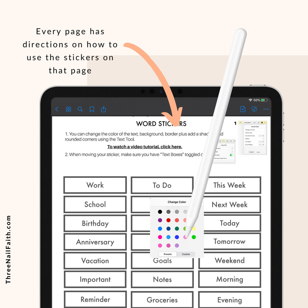 directions on how to use color changing digital stickers 